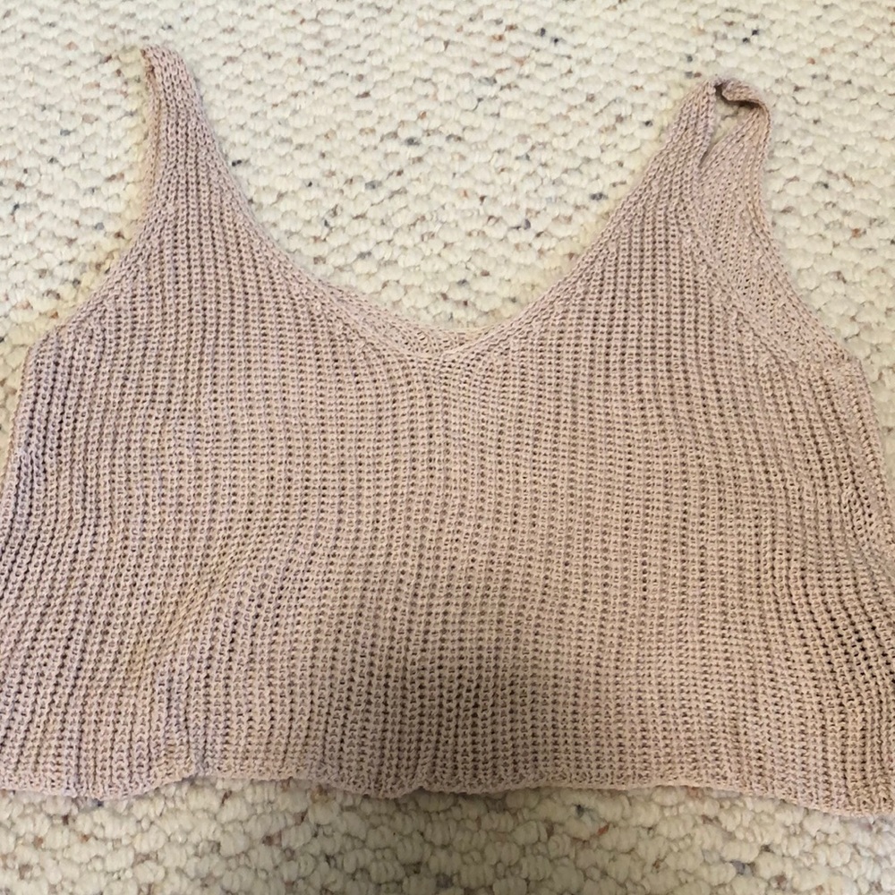 Tan crochet crop top